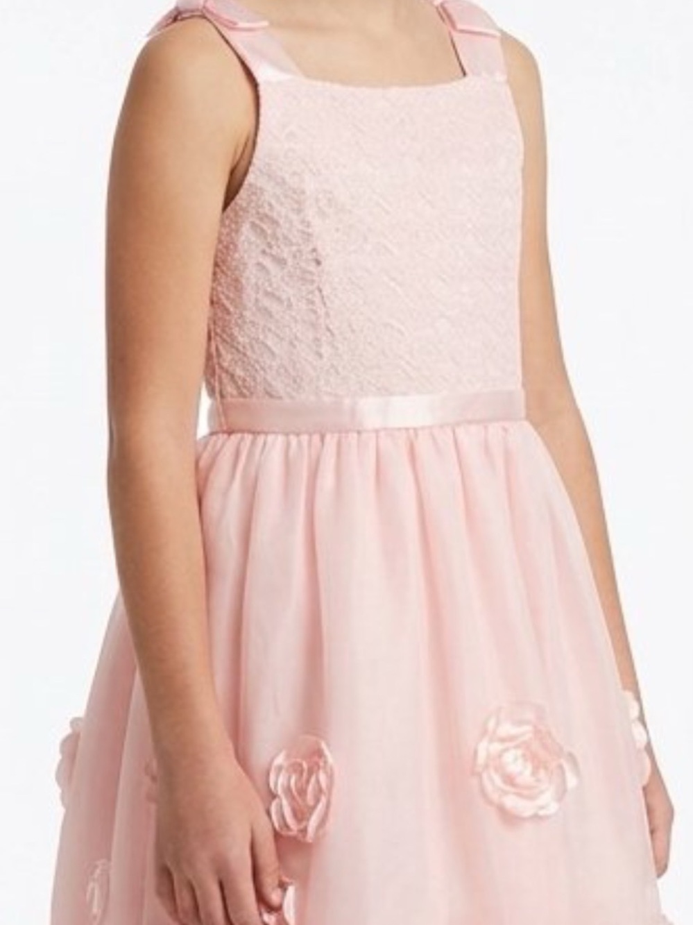 Dress Barn Light Pink Lace & Tulle Flower-Appliqué Special Occasion Dress